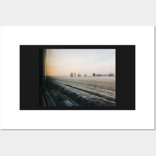 Frosted Moody Winter Landscape Shot Through Train Window Posters and Art